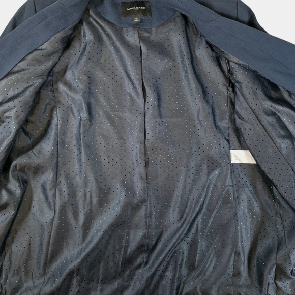 Banana Republic Size 16 Blue Cotton Linen Blend Double Breasted Blazer Jacket - Picture 9 of 9